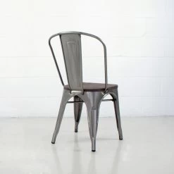 Gunmetal Rochelle Chair - Wood Seat -Chic Furniture Shop rochelle side chair wood seat back view