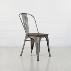 Gunmetal Rochelle Chair - Wood Seat -Chic Furniture Shop rochelle side chair wood seat diagonal view 1