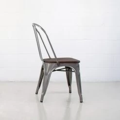 Gunmetal Rochelle Chair - Wood Seat -Chic Furniture Shop rochelle side chair wood seat side view 1