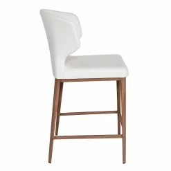 Bow Leather Counter Stool - White With Wooden Base -Chic Furniture Shop tokyo counter stool white 2